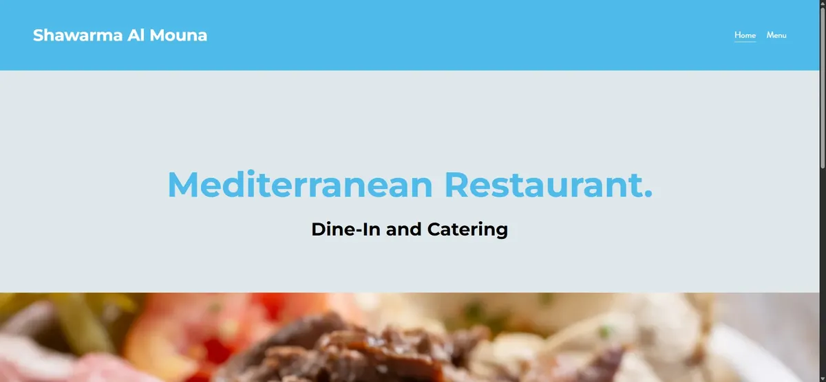 Shawarma Al Mouna's current website as it looks today — a generic template page